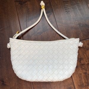 Woven cream clutch (looks like Bottega)